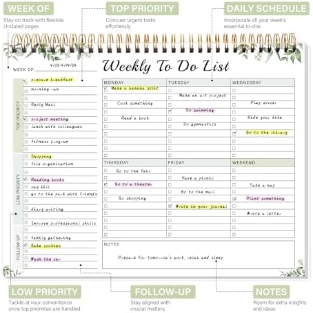 TREES Weekly To-Do List Notepad, 52-Week Desk Planner Organizer, 8.5" x 11"
