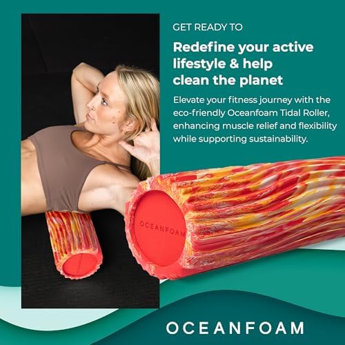 Oceanfoam Tidal Foam Roller for Exercise (Red, Gold & Natural Marbled)