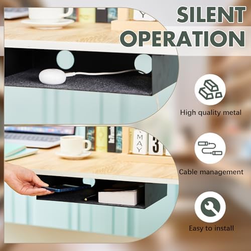 Yaocom 2 Pack Under Desk Hanging Shelf, Carbon Steel Storage Tray with Mute Felt Sheets, Mount Shelves Organizer for Office Home Workstation Gaming Desk Stand up(13x8x2.8 in/Storage Shelf,Black)