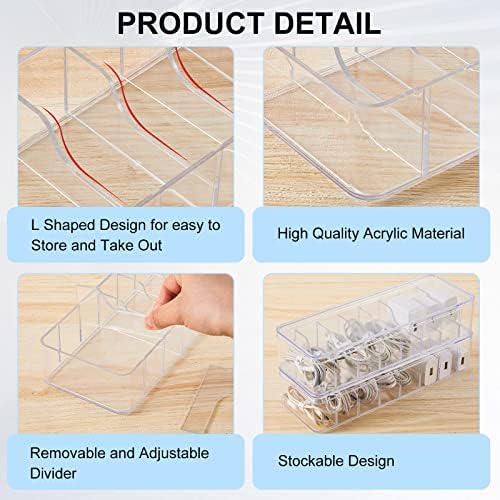 Tatuo Cord Organizer Box with Lid, Clear, 6 Pack