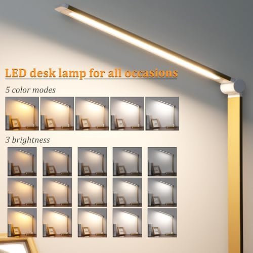 LED Desk Lamp with USB Ports,Touch Desk Lamps for Home Office with 5 Modes