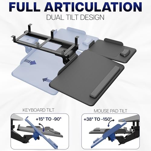VIVO Black Under Desk 27 x 12 in Tilting Keyboard Tray, Mount-KBTM1