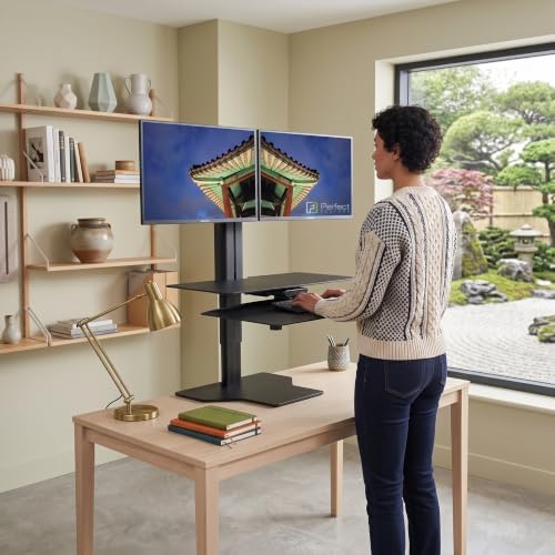 Perfect POSTURE Standing Desk Converter - Dual Monitor Riser - 18" Lift