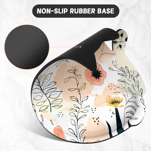 Ergonomic Mouse Pad with Wrist Rest, Cute Cat Memory Foam Padded Pain Relief Non-Slip Wrist Support Mouse Mat for Gaming Work Computer Laptop, Funny Office Supplies Desk Accessory, Flower