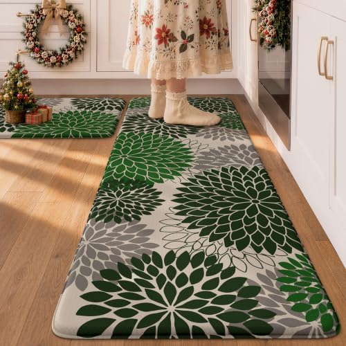 KIMODE Kitchen Mat Anti Fatigue Cushioned Kitchen Rugs Sets of 2 Decor
