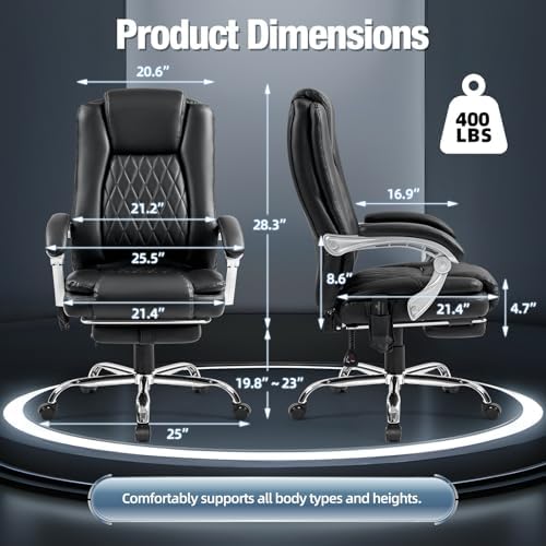 Massage Heated Office Chair with Foot Rest, Executive Desk Chair
