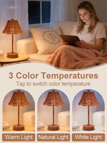 2 Pack Cordless Touch Table Lamp,LED Rechargeable Small Dask Lamp