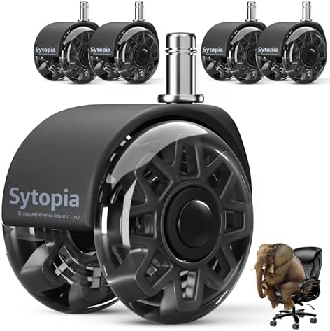 Sytopia Office Chair Wheels Replacement, 2.5 Inch Heavy Duty Caster Set, for Carpet and Hardwood Floors, Universal Size 11x22mm, Fits 99%, Black