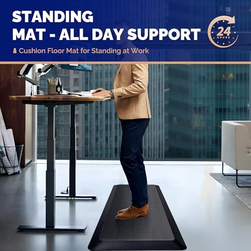 FEATOL Anti Fatigue Mat for Standing Desk & Kitchen Floor, 9/10 Extra Thick