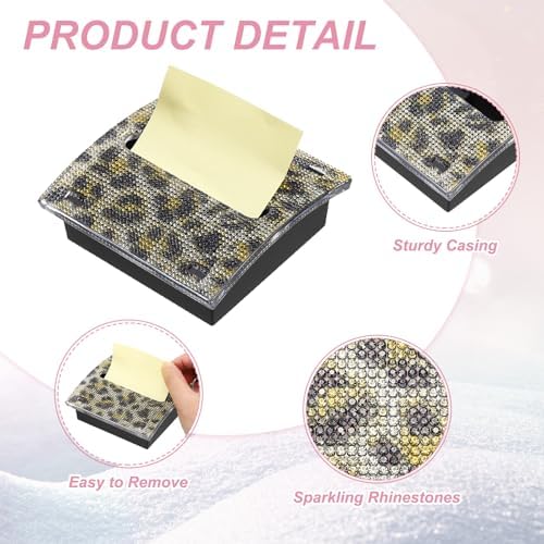 PATIKIL Stick Note Pad Holders 4x4 Sticky Note Dispenser Holder Leopard