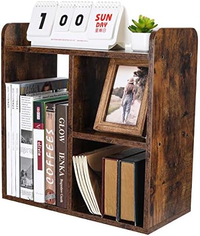 PAG-Mass Desktop Bookshelf Freestanding Wooden Countertop Bookcase Accessories Organizer Display Rack Dorm Desk Storage Shelf