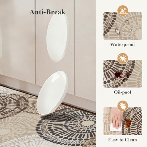 HEBE Anti Fatigue Kitchen Rugs Set of 2, Cushioned Kitchen Mats for Floor