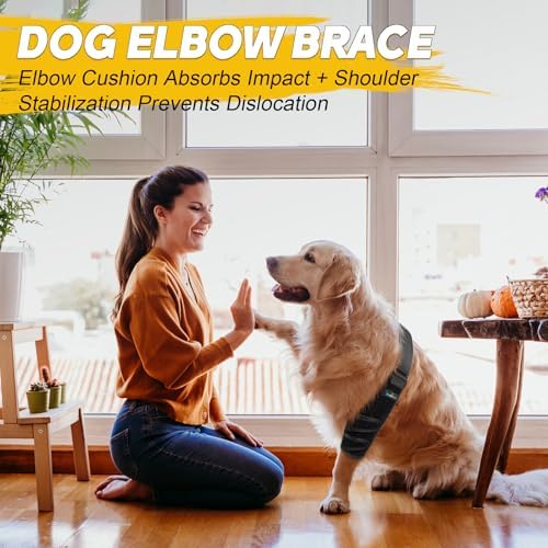 Dog Elbow Brace with Metal Splint,Hygroma Elbow Protector Pads for Dogs Shoulder Callus, Arthritis, Dysplasia, Dislocation, Pressure Sores, Secure Fit for Active & Senior Dogs
