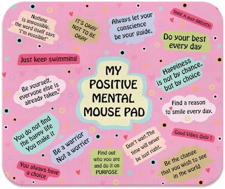 Non-Slip Rectangle Mousepad, WIRESTER Positive Mental Quotes Pink Background Mouse Pad for Home, Office and Gaming Desk