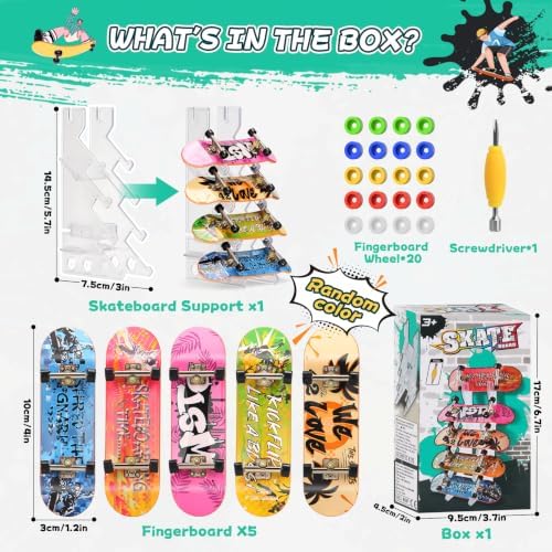 CS COSDDI Finger Skateboard Set，5 Pro Fingerboards and Rack