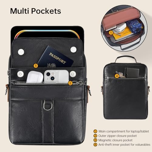 11 Inch Shoulder Bag Leather Carrying Case for 11" iPad Pro M5 M4/iPad Air 11" M4 M3 M2 with Magic Keyboard, iPads A16 11"