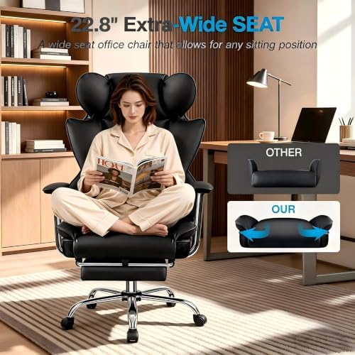 Big and Tall Office Chair, High Back Gaming Chair with Footrest