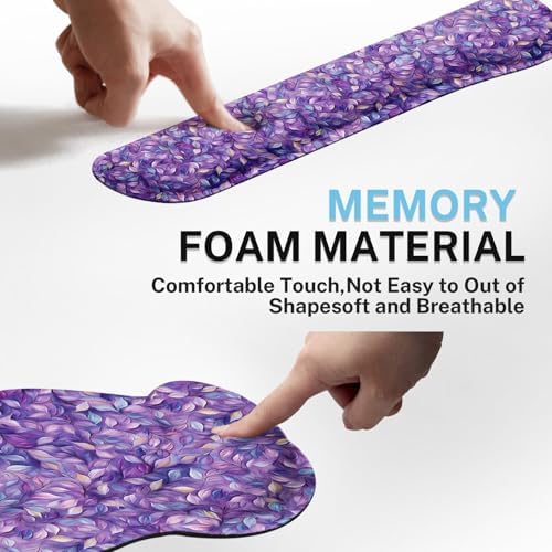 Britimes Ergonomic Mouse Pad Set with Wrist Rest, Purple Leaves