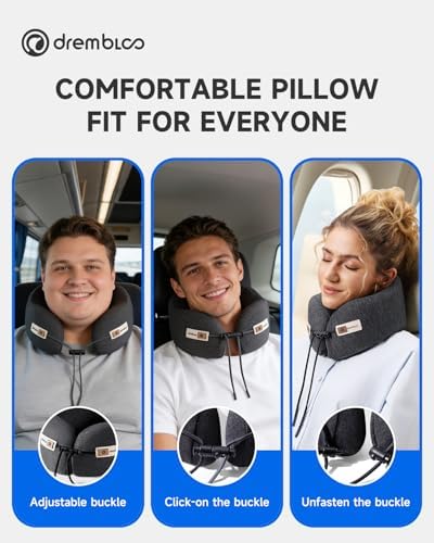 Travel Neck Pillow for Airplane, 360° Ergonomic Support for Sleeping