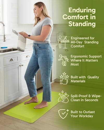 Ophanie Kitchen mats for Floor, 3/4 inch Thick, Kitchen Rugs, 20x39 Anti Fatigue Standing Cushioned Mat,Waterproof,Comfort Ergonomic mat for Office, Home,Sink with 99+ Pairs of Anti-Slip Bottom Ridges