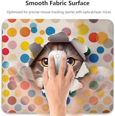 Cute Cat Mouse Pad, Naughty Kitten Peaking Through a Torn Desk Mat