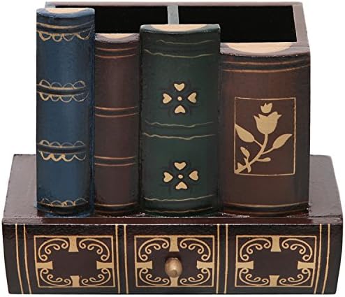 MyGift Decorative Desk Organizer Pen and Pencil Holder with Storage Drawer
