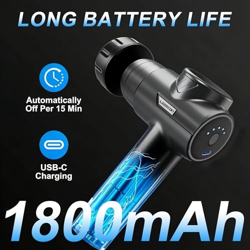 LEERCON Massage Gun with Heat, Deep Tissue Back Massager Gun Gifts for Men
