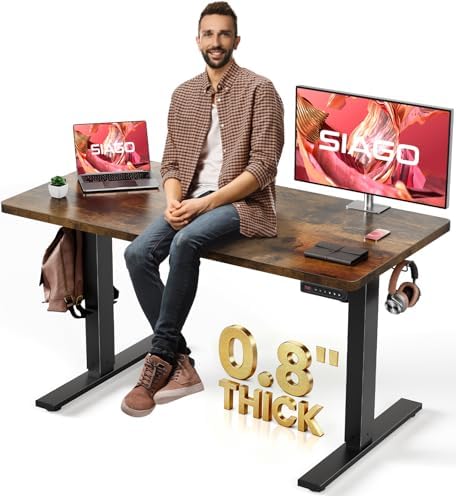 SIAGO 48 x 24 Inch Electric Standing Desk, 0.8 Inch Thick Tabletop