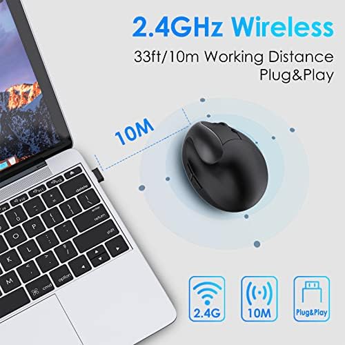 Right Hand Ergonomic Vertical Wireless Mouse Type C Rechargeable 6 Btn Mice