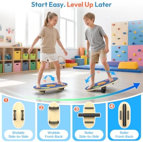 Sportneer Kids Balance Board, 4-Mode Adjustable Balance Trainer