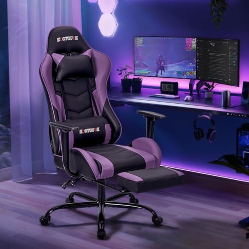 Purple Ergonomic High Back PC Racing Massage Gaming Chair