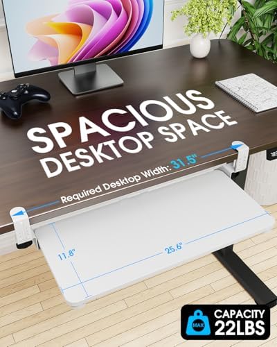 Large Keyboard Tray Under Desk, Pull Out Keyboard & Mouse Tray for Typing