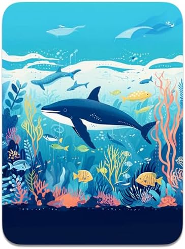 Small Mouse Pad, Mini Mouse Pad 6 x 8 Inch, Thick Rubber Waterproof Mouse Mat, Cute Mousepad for Women Men Wireless Mouse Laptops Home Office, Whales