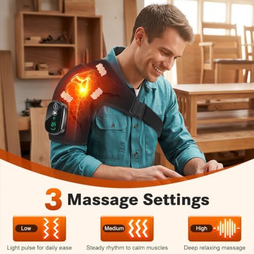 Cordless Shoulder Heating Pad with Massage FSA Eligible Shoulder Massager