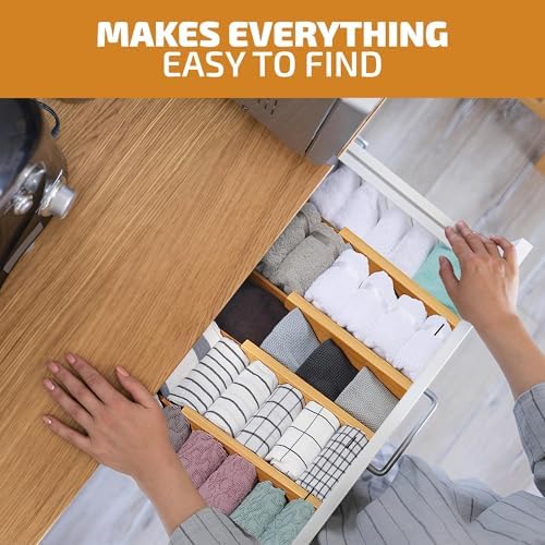 4-Pack Drawer Dividers 2.6-Inch High Dresser Drawer Organizer 16 to 22 Inch