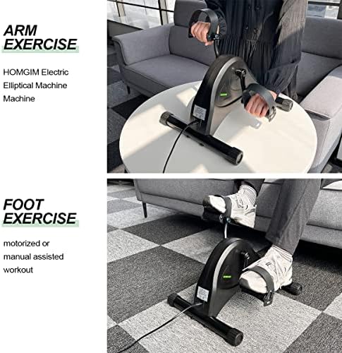 HOMGIM Mini Exercise Bike,Under Desk Bike for Seniors Rehab Training, Motorized Pedal Exerciser for Arm/Leg Fitness & Physical Therapy, 6 Levels Speed Adjustment