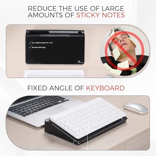 TOWON Compact Glass Desktop Whiteboard with Storage 12x7 in, Black