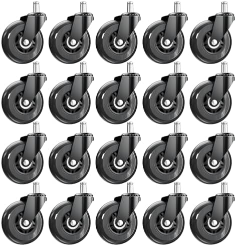 3 Inch Office Chair Wheels, Set of 20 (Black)