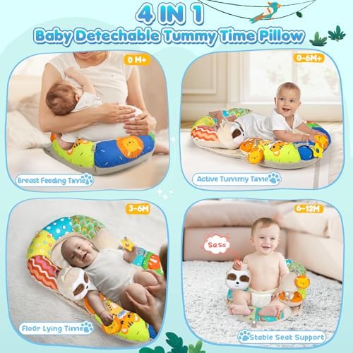 URMYWO Tummy Time Activity Mat - Cozy Tummy Time Mat for Newborn 0-12 Months, Breathable Soft Infant Baby Sit Me Up Floor Seat Early Sensory Development Play Toys Baby Registry Research Shower Gifts