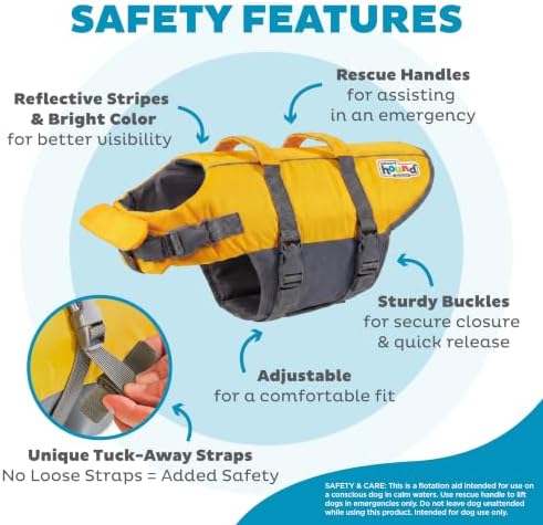 Outward Hound Granby Splash Dog Life Jacket, Life Vest, Yellow, XL