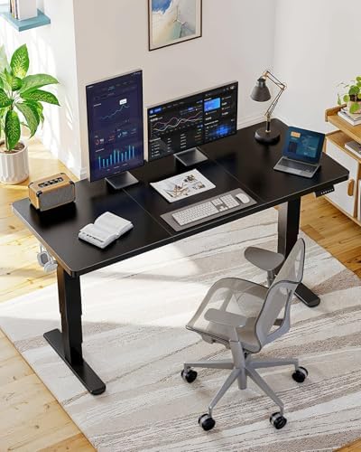 HUANUO 59 x 30 Inch 3-Stage Electric Standing Desk, Brushless Motor, Black