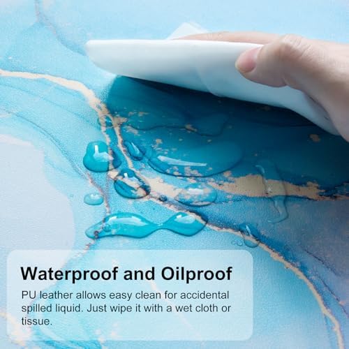QiyI PU Leather Large Mouse Pad, 31.5" x 15.7", Blue Pink Fluid