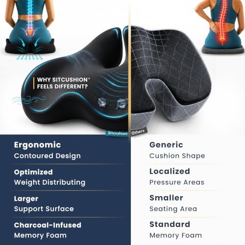 Cooling Seat Cushion for Tailbone Pain Relief, X Large Office Chair Cushion