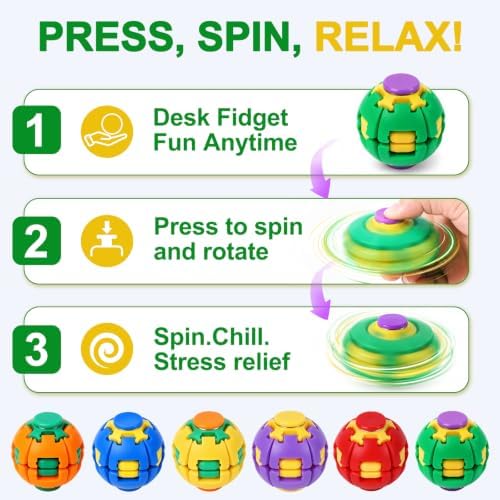 Press to Spin Fidget Spinner HelixCore Spin Stress Ball Sensory Fidget Toys