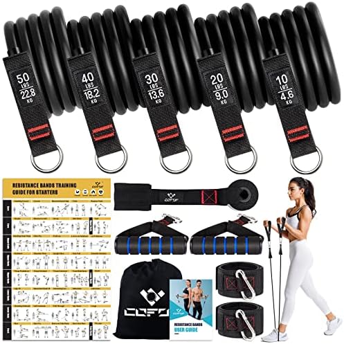 Resistance Bands with Handles for Women, 5 Level Exercise Bands