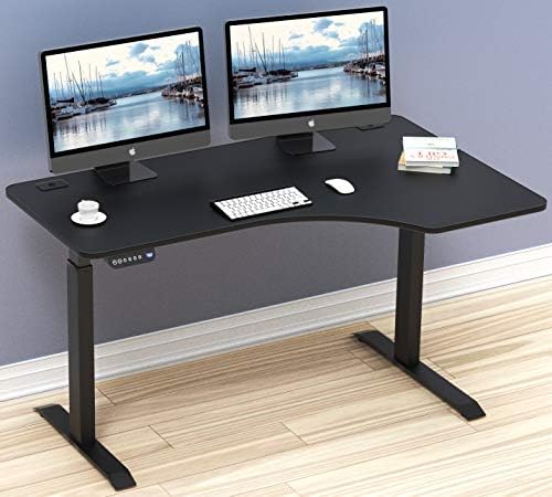 SHW 55-Inch Large Electric Height Adjustable L-Shaped Standing Desk, Black