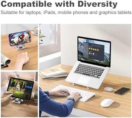 Portable Laptop Stand for Desk,3 in 1 Fits Laptops/Tablets/Phone
