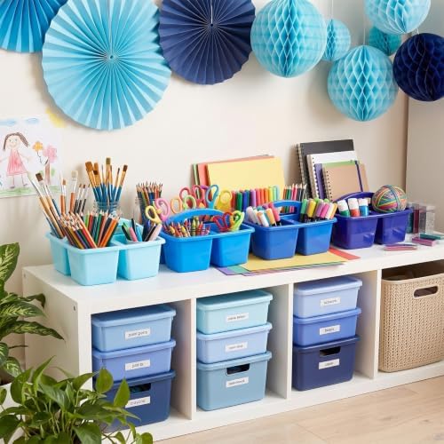 Kathfly 4 Pack Classroom Caddy Organizer with Handle Bulk, Blue