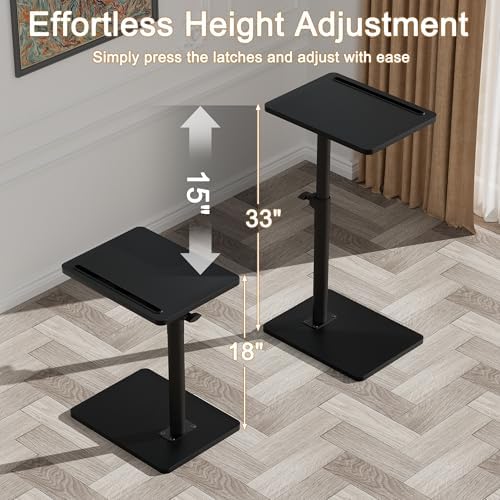 YUHFERA Sofa Armrest Tray Table for Couch - 360° Swivel Height Adjustable End for Small Spaces, Snack Side Table for Bed or Chair with Phone & Tablet Slot (Black,Standard)