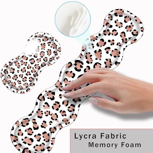 Keyboard Wrist Rest and Mouse Pad with Wrist Support Set Ergonomic Coaster,Memory Foam,Easy Typing Pain Relief,Large XL Desk Mat 31.5"x 11.8",Leopard Print